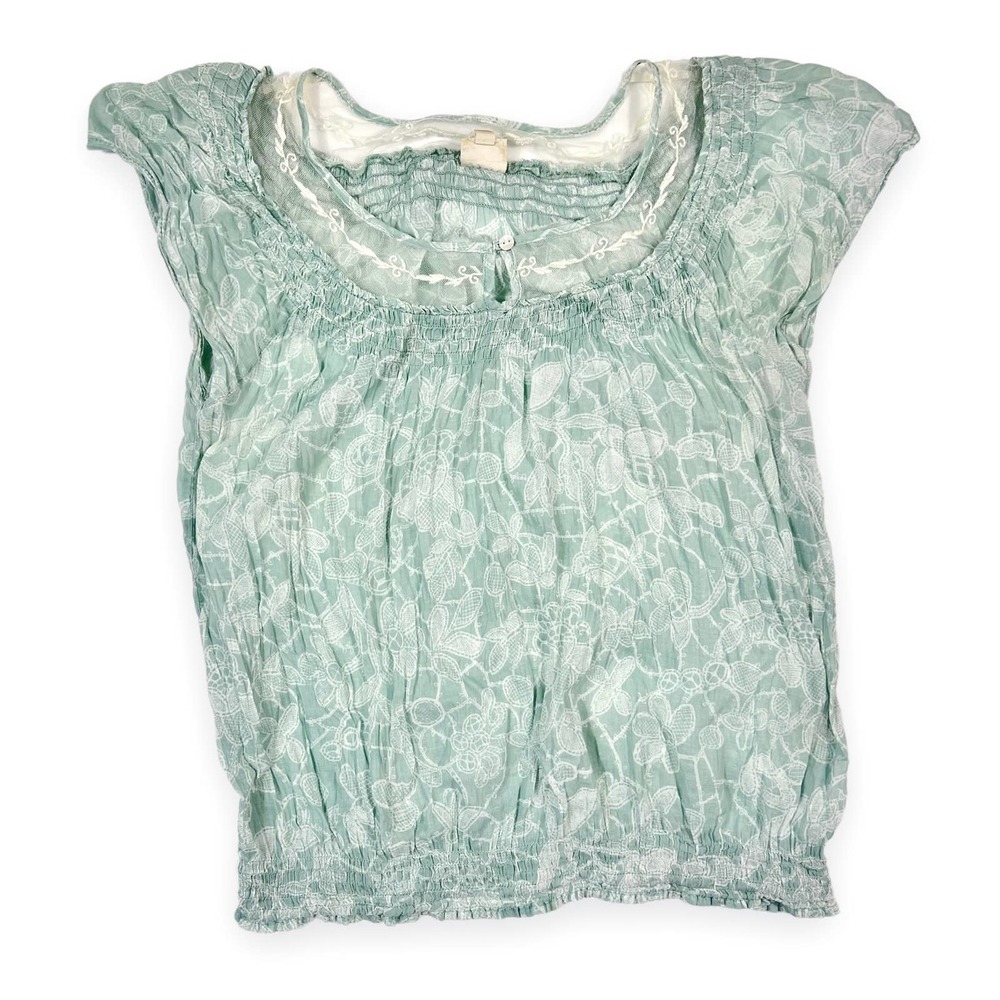 Vintage MUDD Sheer Floral y2k Lace Bubble Blouse